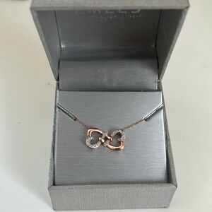 Zales 1/10 CT diamond double heart love knot necklace